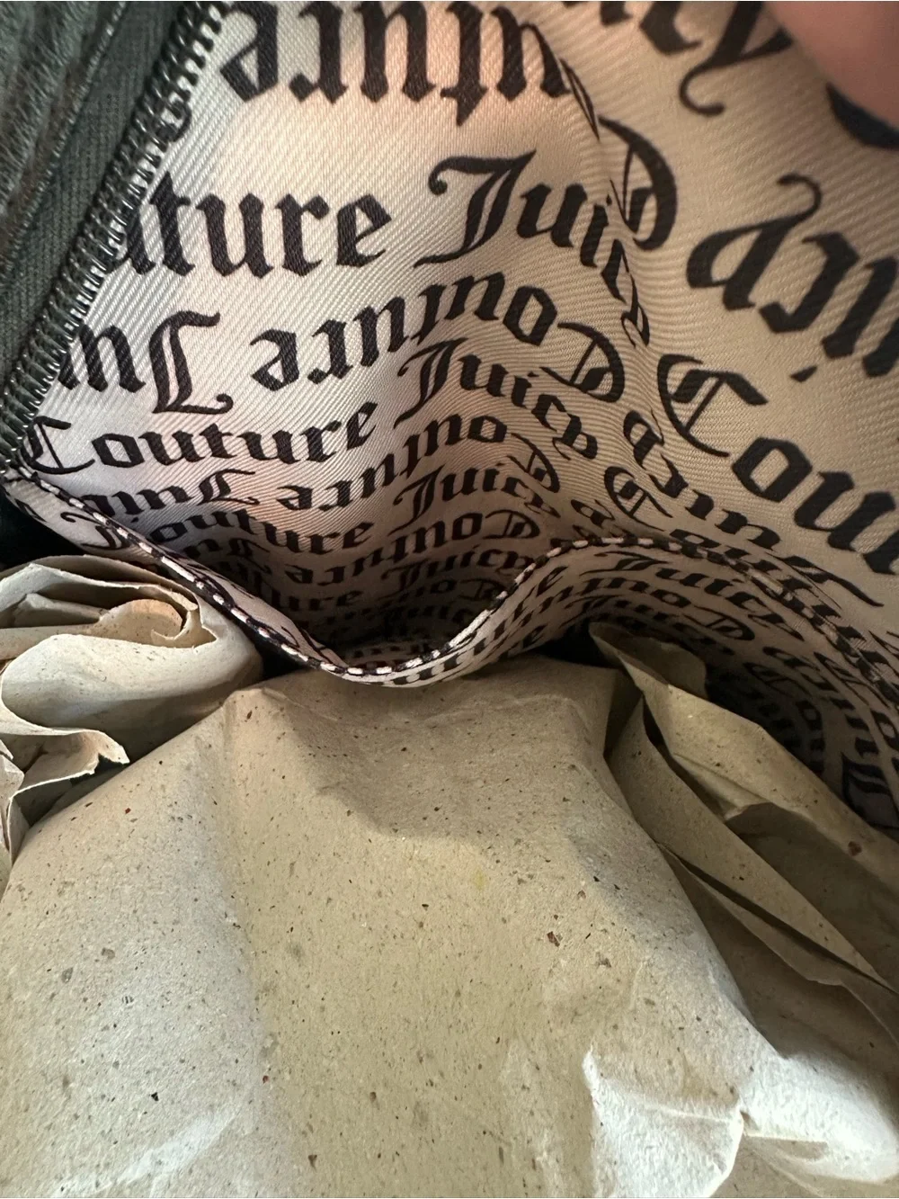 Juicy Couture Black Velvet Mini Backpack with Heart Charm Accent